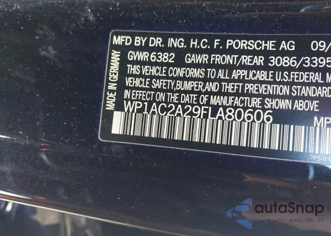 2015 Porsche Cayenne Turbo from USA, damaged, VIN WP1AC2A29FLA80606